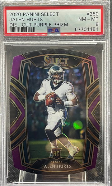 2020 Jalen Hurts Panini Select Purple Die-Cut RC SP #250 Club Level PSA 8 NM-MT