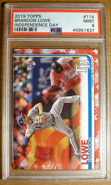 Brandon Lowe 2019 Topps #114 Independence Day /76 PSA 9