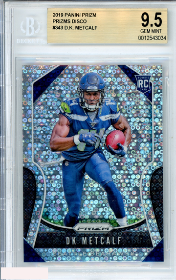 2019 PANINI PRIZM D.K. METCALF #343 PRIZMS DISCO ROOKIE RC BGS 9.5 GEM MINT