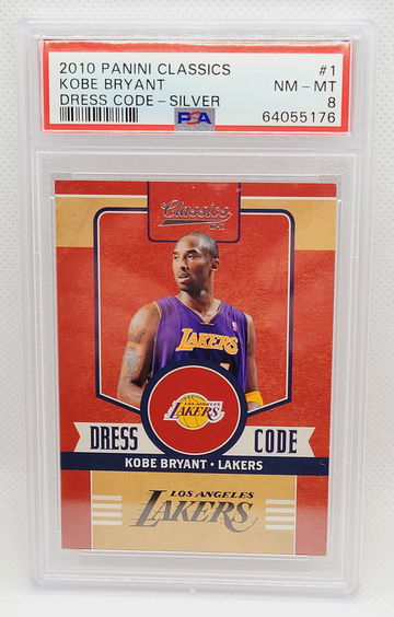KOBE BRYANT 2010-11 Panini Classics Dress Code Silver Jersey # 24/250 PSA 8