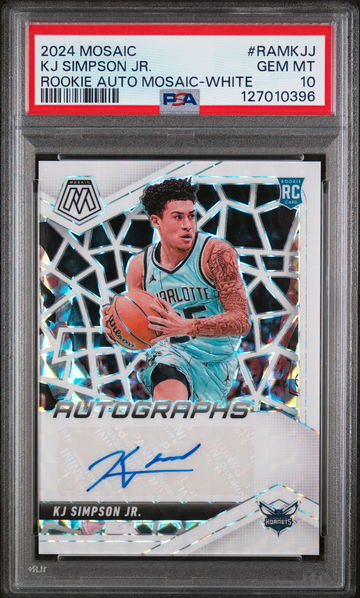 2024 Panini Mosaic Rookie Autographs Mosaic White Kj Simpson Jr. #RAMKJJ /25 PSA 10