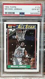 1992 Topps All Star 115 Michael Jordan Chicago Bulls PSA 10 Gem Mint