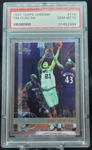 Tim Duncan 1997 Topps Chrome #115 Rookie PSA 10