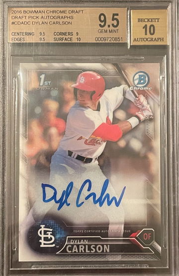 2016 Bowman Chrome Dylan Carlson Auto RC BGS 9.5 