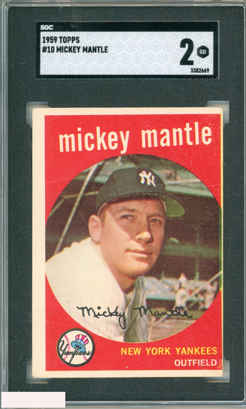 1959 TOPPS MICKEY MANTLE #10 NEW YORK YANKEES HOF SGC 2 GOOD