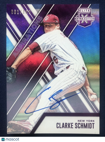 CLARKE SCHMIDT 2017 Elite Extra Edition Purple Aspirations On-Card Auto #001/100