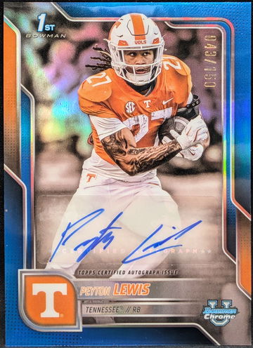 2025 Bowman Chrome University Prospect Autograph Blue #BCA-PLE Peyton Lewis /150