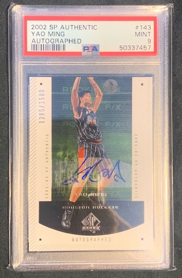 2002 SP Authentic Yao Ming Rookie Auto /1500 PSA 9