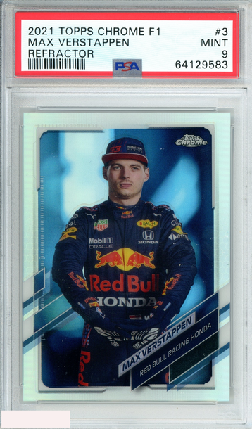 2021 TOPPS CHROME F1 MAX VERSTAPPEN #3 REFRACTOR RED BULL PSA 9 MINT