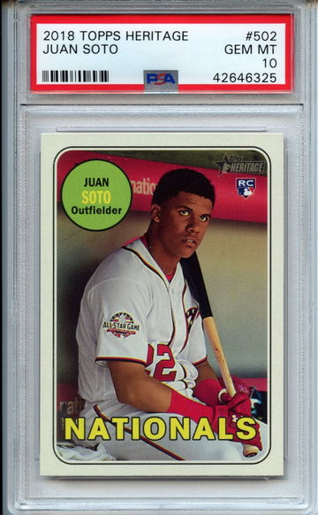 2018 Topps Heritage Juan Soto PSA 10 Nationals #502
