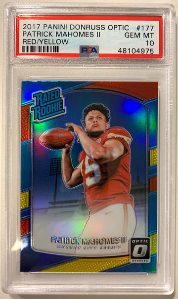 2017 Patrick Mahomes II Panini Donruss Optic RED/YELLOW #177 PSA 10 Gem Mint