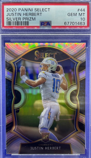 2020 Panini Select JUSTIN HERBERT #44 RC Concourse SILVER Prizm PSA 10 GEM MINT