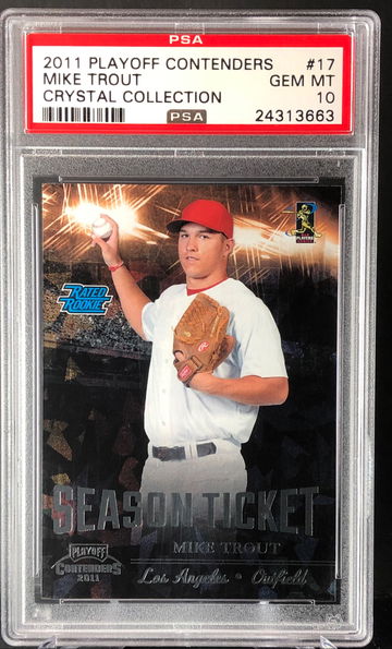 MIKE TROUT 2011 PLAYOFF CONTENDERS CRYSTAL #/299 PSA 10 GEM ROOKIE CARD #17!