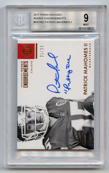 PATRICK MAHOMES 2017 Panini Encased Rookie Auto Autograph "Patty Ice" BGS 9 /25