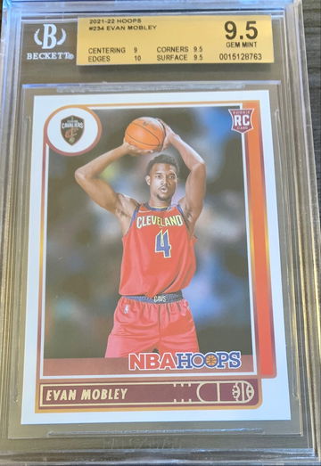 2021-22 Panini Hoops #234 Evan Mobley Graded - BGS - 9.5 Gem Mint ROOKIE CARD.  