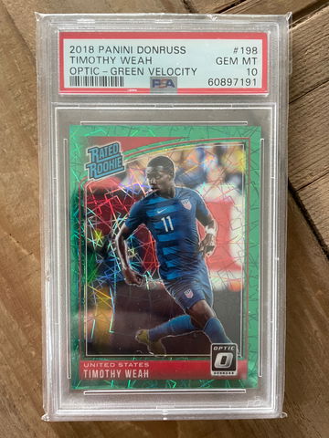 2018 Donruss Optic Timothy Weah Green Velocity Rated Rookie  /200 PSA 10