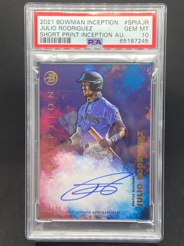 2021 Bowman Inception Julio Rodriguez 7/10 Auto PSA 10 Short Print