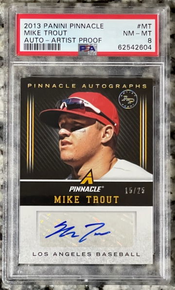 2013 Panini Pinnacle MIKE TROUT #MT Auto - Artist Proof /25 - PSA 8