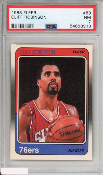 1988 FLEER CLIFF ROBINSON #88 PHILADELPHIA 76ERS PSA 7 NM