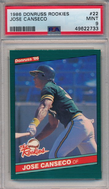 1986 Donruss Rookies Jose Canseco PSA 9