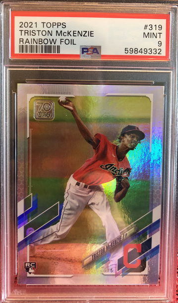 2021 Topps Triston McKenzie rainbow foil #319 Mint PSA 9