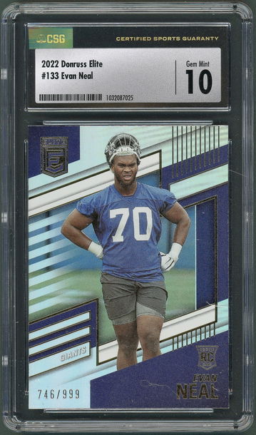 2022 Donruss Elite Evan Neal RC #133 - 746/999 CSG GEM MINT 10 - POP 1