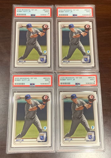 (4) 2020 Bowman 1st Edition Bobby Witt Jr. PSA 9