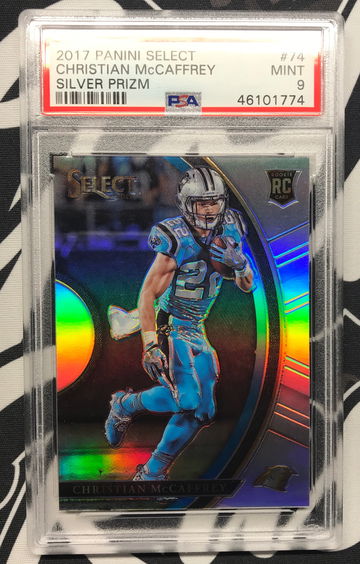 Christian McCaffrey Select Rookie Silver Prizm #74 PSA 9