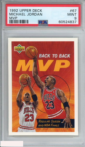 1992 UPPER DECK MICHAEL JORDAN #67 MVP CHICAGO BULLS PSA 9 MINT