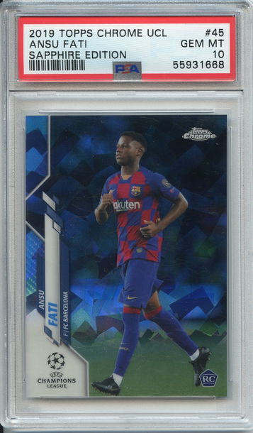 Ansu Fati 2019 Topps Chrome UCL Sapphire Edition Rookie PSA 10