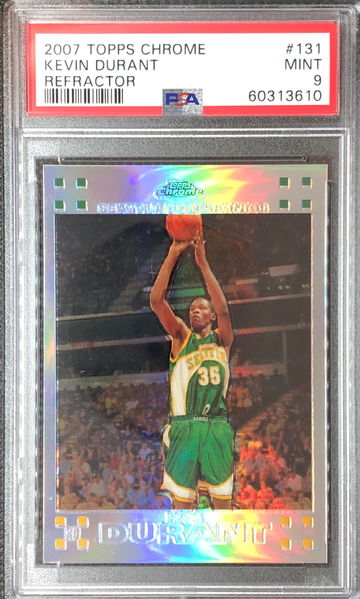 2007 Topps Chrome #131 Kevin Durant Rookie RC Refractor #/1499 PSA 9