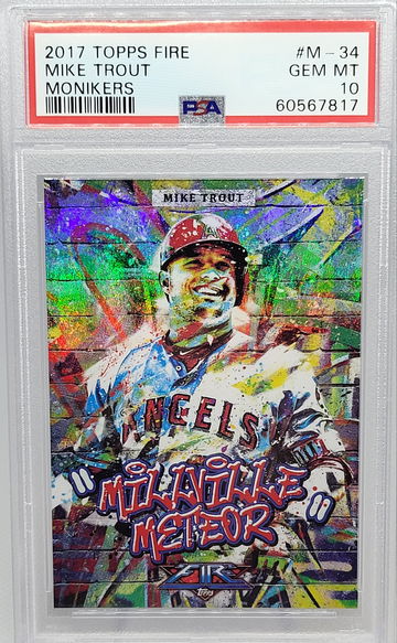 2017 Topps Fire #M-34 Mike Trout Moniker PSA 10 POP 5! RARE!