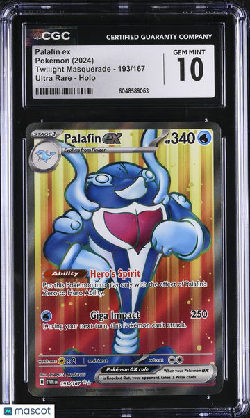 2024 Pokemon Twilight Masquerade Palafin ex Holo Ultra Rare Ultra Rare CGC 10 #193/167