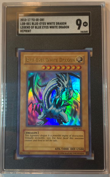 YUGIOH TCG! Blue Eyes White Dragon Ultra Rare  SGC 9.0 MT 2010 Reprint
