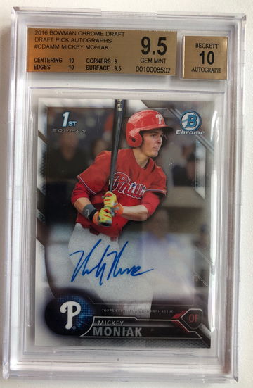 2016 BOWMAN CHROME DRAFT MICKEY MONIAK ROOKIE BASE AUTOGRAPH BGS 9.5 w/10 AUTO