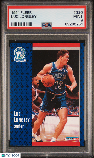 1991 Fleer Luc Longley #320 PSA 9