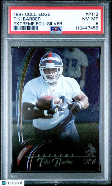 1997 Collector's Edge Extreme Foil Tiki Barber #P112 Silver PSA 8