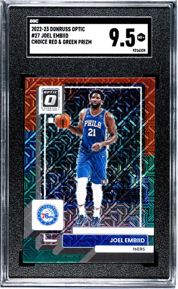2022-23 Donruss Optic #27 Joel Embiid Choice Red & Green Prizm SGC 9.5