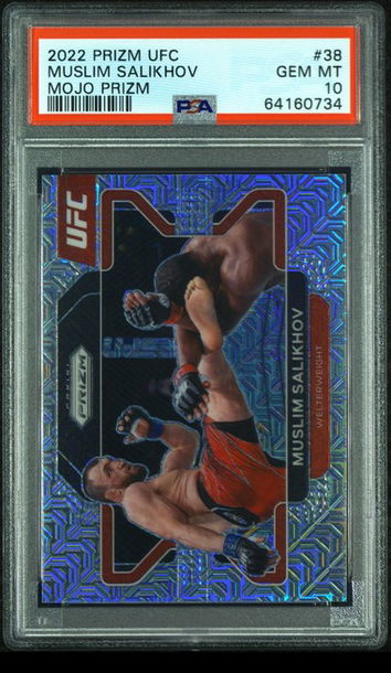 MUSLIM SALIKHOV 2022 PANINI PRIZM UFC #38 MOJO PRIZM /25 PSA 10 