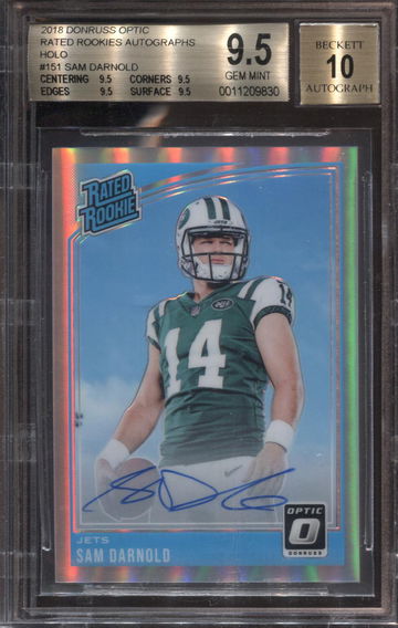SAM DARNOLD 2018 DONRUSS OPTIC HOLO AUTO /99 BGS 9.5