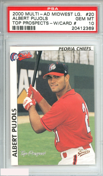 2000 MULTI-AD MIDWEST LG ALBERT PUJOLS#20 TOP PROSPECTS-W CARD# RC PSA 10 GEM MT