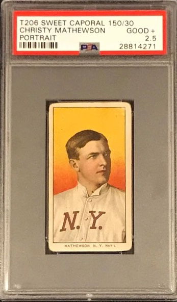 T206 Sweet Caporal 150/30 • Christy Mathewson • Portrait • PSA 2.5 GOOD + 