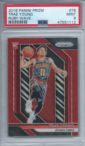 2018-19 Trae Young Prizm Ruby Wave PSA 9 Rookie Rc