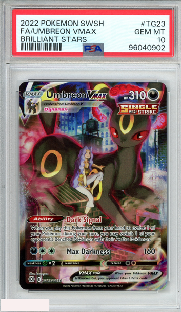 2022 POKEMON SWORD SHIELD BRILLIANT STARS FA UMBREON VMAX #TG23 PSA 10 GEM MT