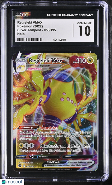 2022 Pokémon Silver Tempest Regieleki VMAX Holo CGC 10 #058/195