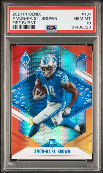 2021 Panini Phoenix #131 Amon-Ra St. Brown Fire Burst Rookie PSA 10