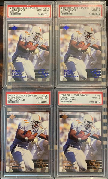Jamal Lewis (4) 2000 Collector Edge Graded Brilliant PSA 10,10,9,9