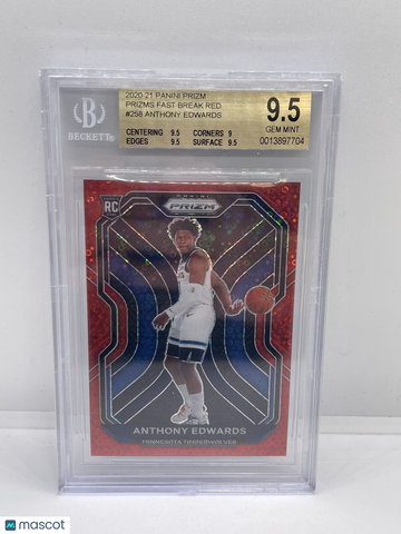 2020 Panini Prizm Anthony Edwards Fast Break Red RC /125 BGS 9.5 Gem Mint