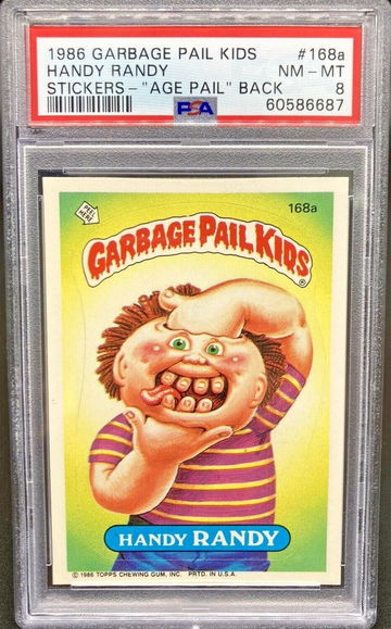 1986 Topps Garbage Pail Kids #168a Handy Randy (Age Pail Back) * PSA 9 MINT *