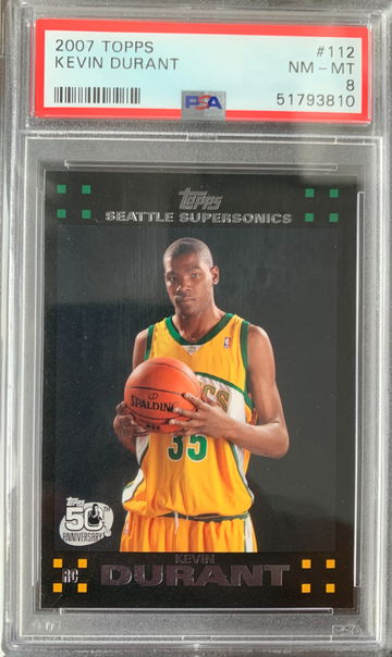 2007 Topps Kevin Durant Black Border PSA 8 Rookie Card #112